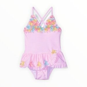 LITTLE ME | Pink | Striped Swimsuit